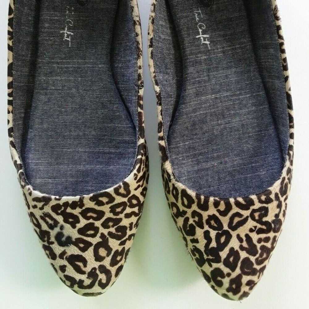 Dr Scholls True Comfort Leopard Print Calf Hair Size 6.5 M Womens Flat Shoes